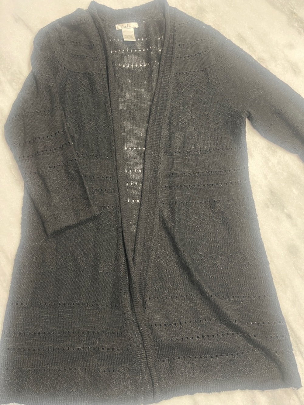 Lightweight Black Open-Front Knit Cardigan Sweater